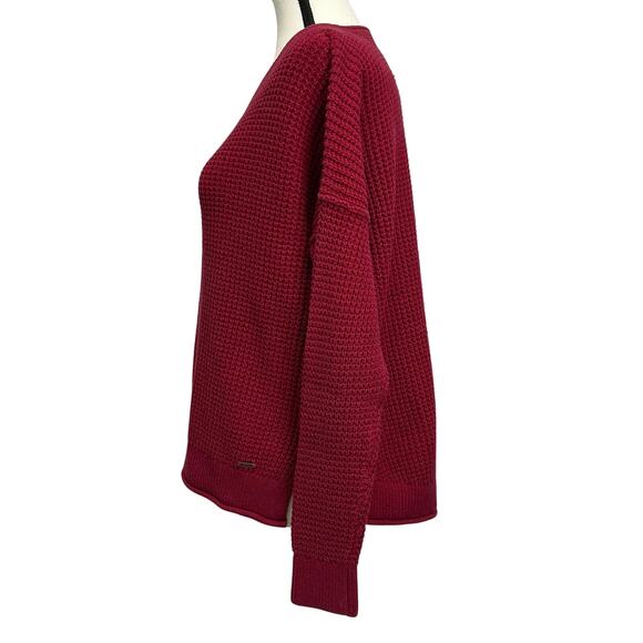 Hollister Waffle Knit Sweater in Berry Red – Size M - Picture 2 of 9